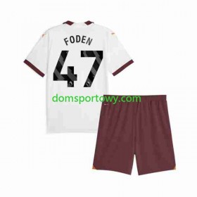 Koszulka Manchester City Phil Foden 47 Dziecięcy Wyjazdowe Koszulki Piłkarskie 2023-2024 Krótki Rękaw